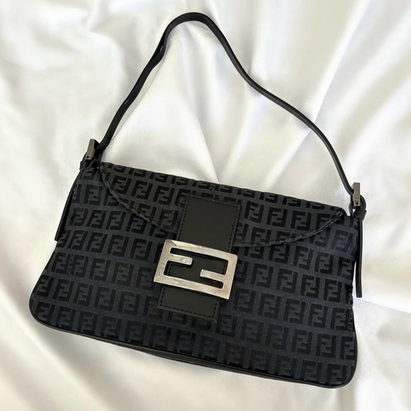 Fendi Handbags - Vintage Fendi Zuchinno Double Flap Baguette